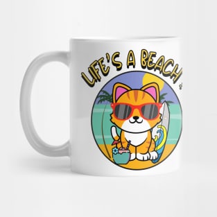 Cute orange cat Goes to the beach Mug